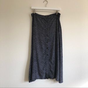 Gap Button Front High Waist Midi Skirt Navy/White Dot Size 12